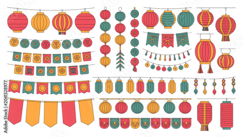 Quadro em tela Colorful assortment of illustrated food and drink items in a playful pattern Vec