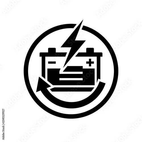 Tableau sur toile Battery with lightning bolt symbol.