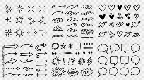 Foto Collection of various speech bubbles and decorative icons.