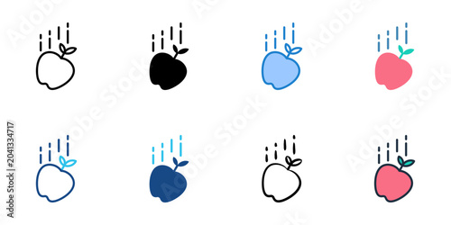 Foto Gravity of an object icons set multiple style collection