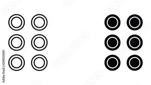Obraz na plátně Braille icon set in outline and solid glyph style vector