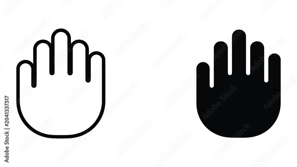 Fototapeta premium Hand icon set in outline and solid glyph style vector