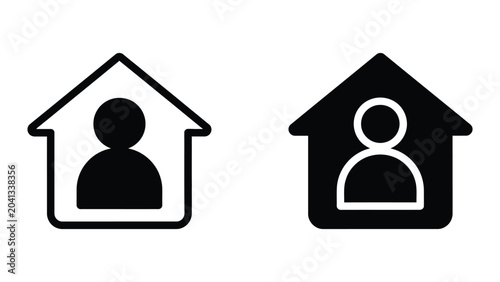 Obraz na plátně Stay at home icon set in outline and solid glyph style vector