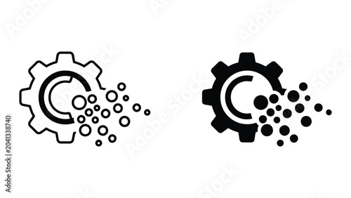 Foto Digital transformation icon set in outline and solid glyph style vector