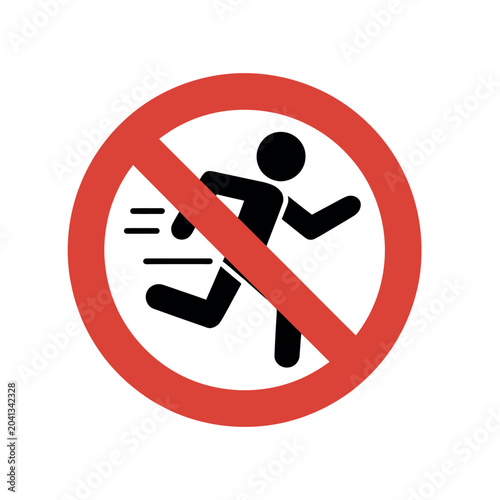 no running vector sign no sprinting warning label icons pack pedestrian safety restriction signage set minimal line stroke vector graphics bundle for schools parks and workplaces.