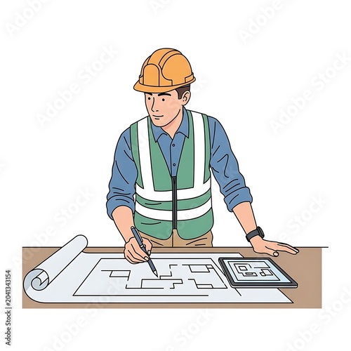 Businessman working on financial documents in office.