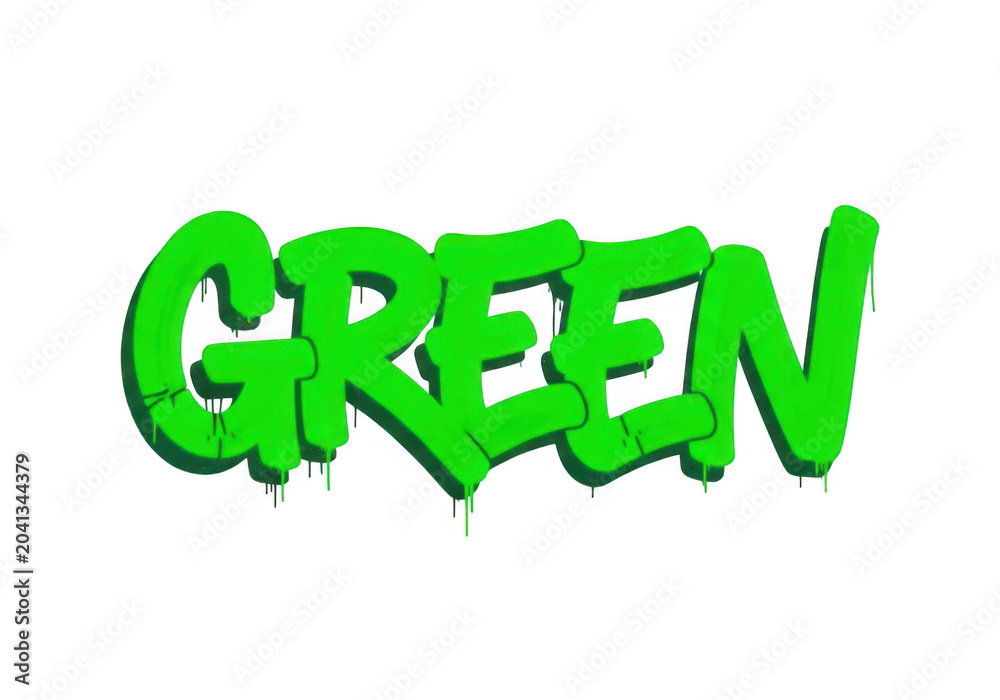 Fototapeta premium Green graffiti word isolated on transparent background