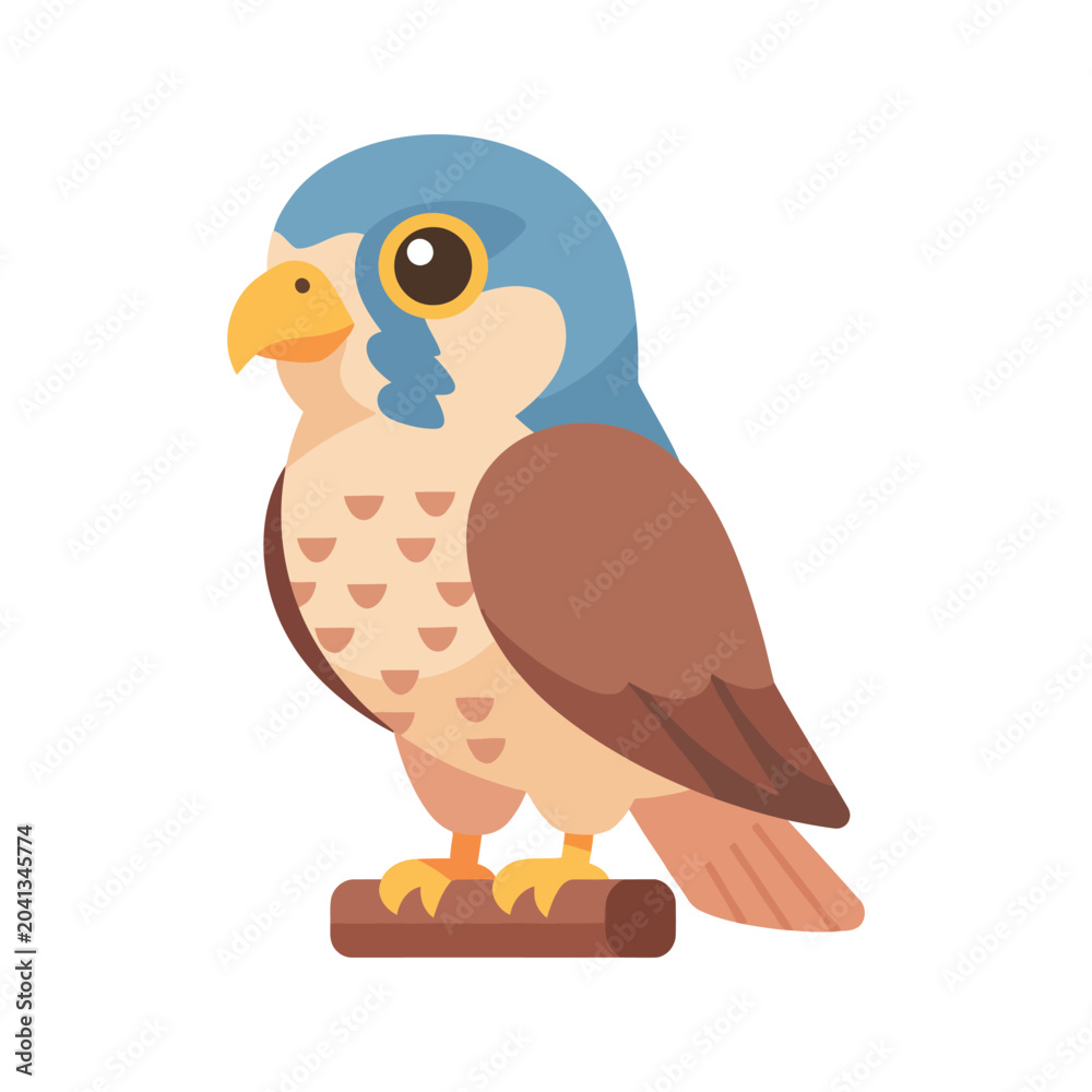 Fototapeta premium Bird of prey icon, falcon or eagle character isolated on white background.