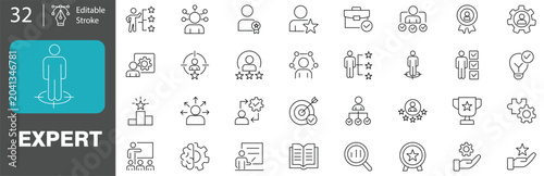 Foto Expert icons set, professional skills and leadership development