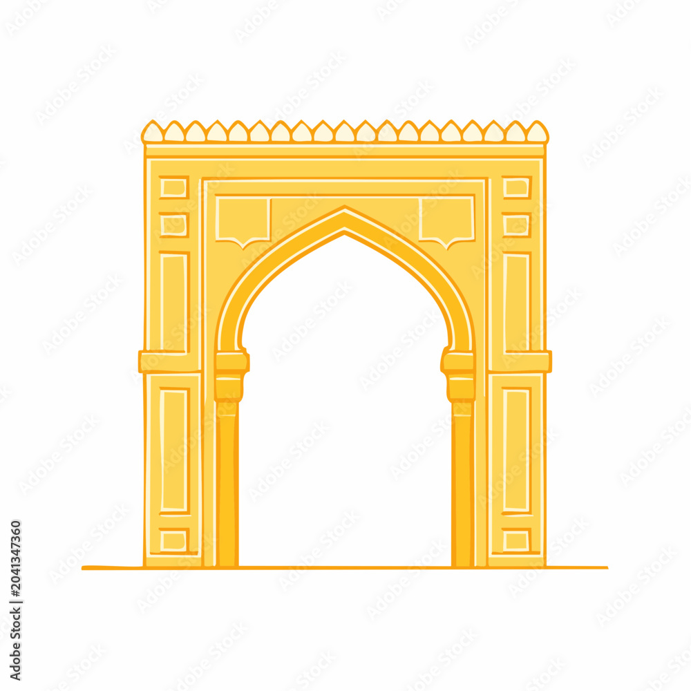 Fototapeta premium Golden Islamic Archway Illustration