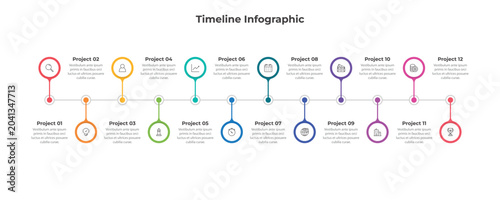 Schilderij op canvas Business Process Linear Timeline Infographic Template