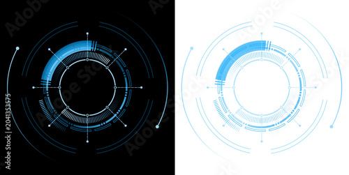 Quadro su tela HUD Futuristic Circular Interface Dashboard with Advanced Digital Technology Ele