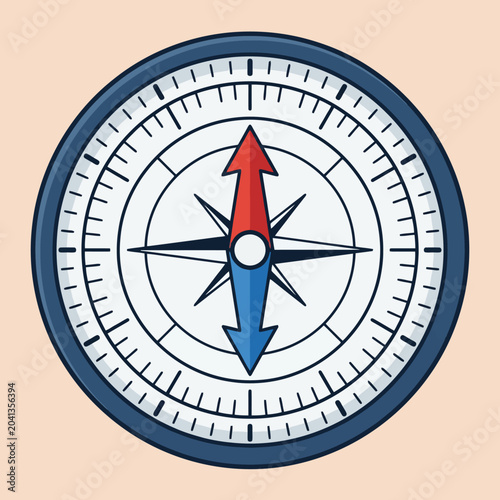 Fotografia A detailed illustration of a classic navigational compass tool icon