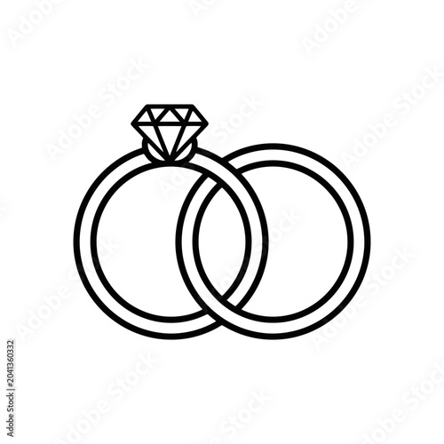A simple black and white line drawing of two wedding rings
