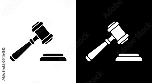 Bild auf Leinwand Two Gavel Icons One Black One White For Justice.