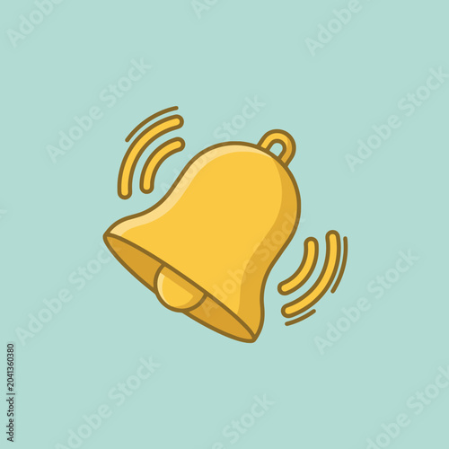 A simple illustration of a ringing golden hand bell icon