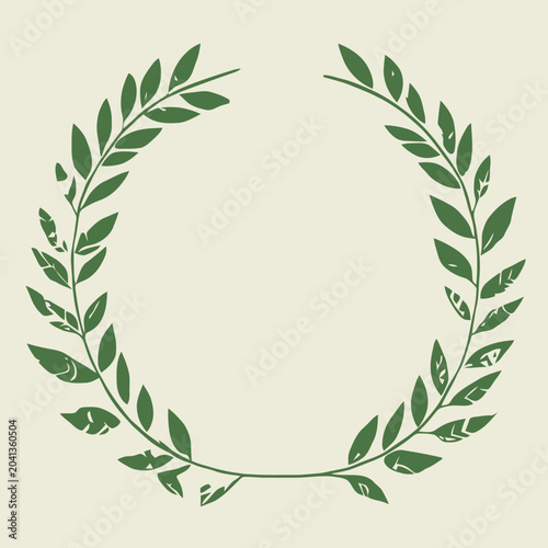 A green laurel wreath illustration on a light background
