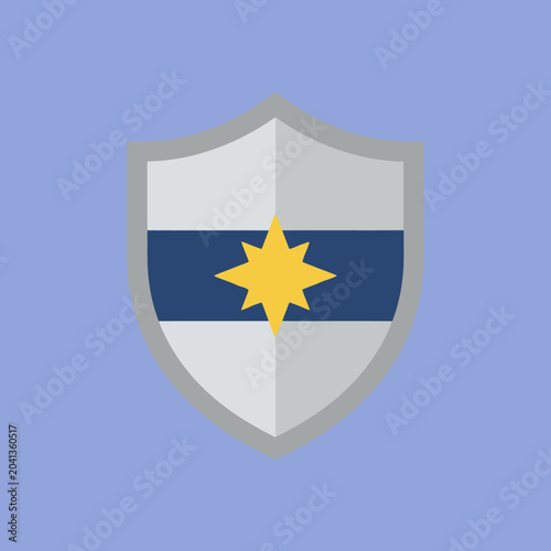 A simple flat vector illustration of a protective metal shield