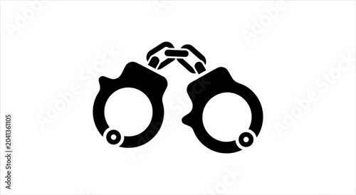 фотографія Black Handcuffs Icon Symbolizing Arrest and Justice.