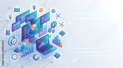 Digital online education platform with student graduate and analytics