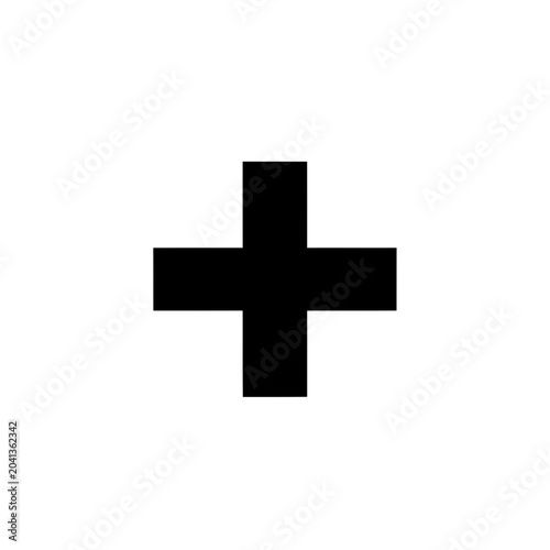 Black Plus Sign Symbol Icon.