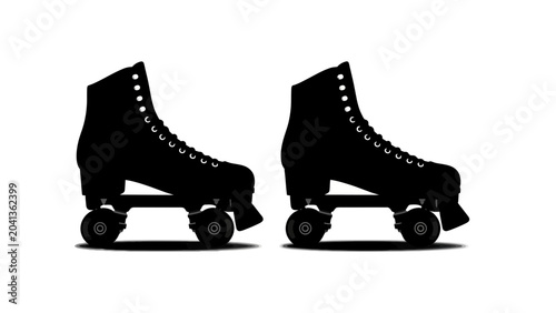 Black roller skates side view.