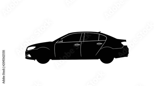 Black sedan car side view profile.