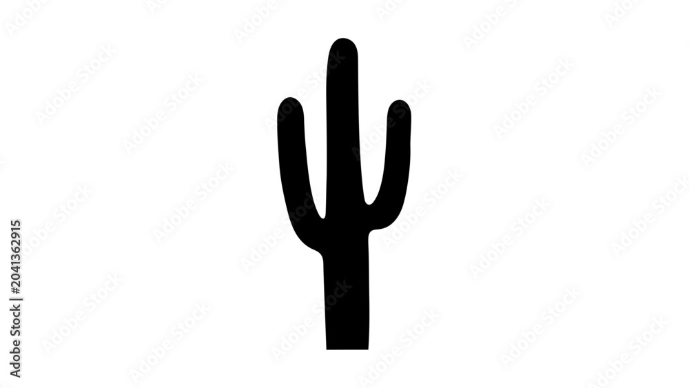 Obraz premium Black silhouette of a cactus plant 1.