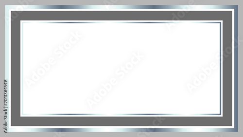 Silver and Gray Rectangle Frame with Gradient Effect, Elegant Border for Graphics and Design