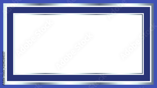 Elegant Blue and Silver Bordered Rectangular Frame with White Empty Space for Text