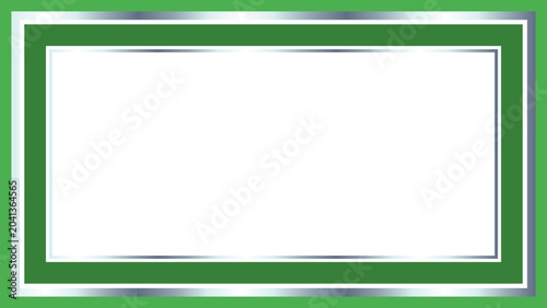 Elegant Green and Silver Bordered Frame Design with Blank White Space for Official Document or Presentation Content