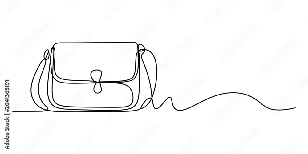 Fototapeta premium Continuous single line drawing of a woman shoulder bag