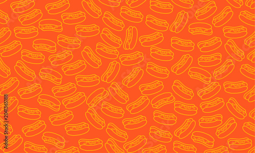 Doodle Hotdog seamless pattern.  Seamless pattern of hotdog Handdraw. illustration background Hotdog food pattern background