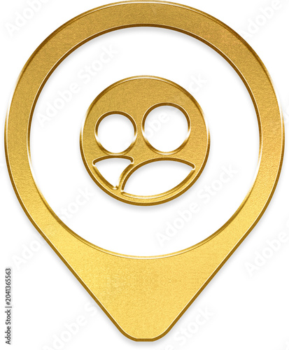Tableau sur toile Shiny gold people circle icon on metallic badge golden element