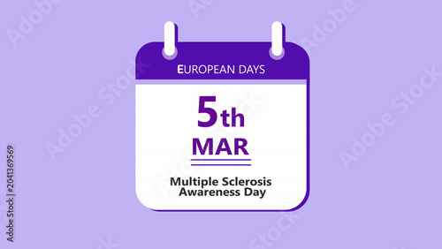 Bild auf Leinwand Health awareness calendar interface showing 5th March Multiple Sclerosis Awarene