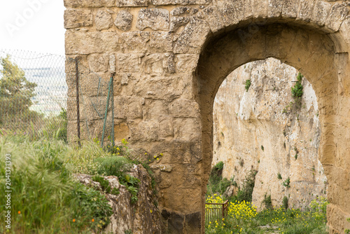 Architectural Sights of The Door of Janniscuro (Porta di Janniscuro) in Enna, Sicily, Italy.