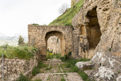 Architectural Sights of The Door of Janniscuro (Porta di Janniscuro) in Enna, Sicily, Italy.