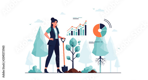 Professional Planting Trees with Growth Analytics Visuals