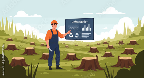 Deforestation Awareness with Worker Explaining Environmental Impact