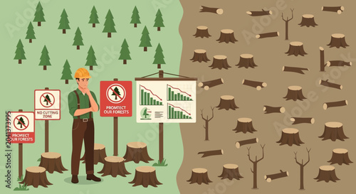 Protecting Forests and Sustainable Logging Practices Illustrated