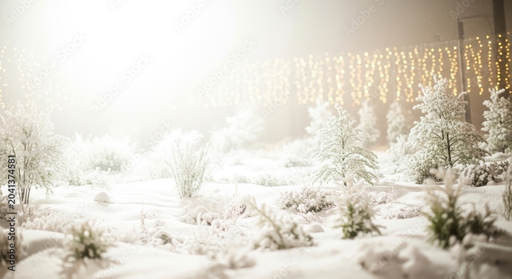 Fototapeta premium Closeup of white powdered sugar dusting a dark brown surface with scattered mint leaves dark brown background