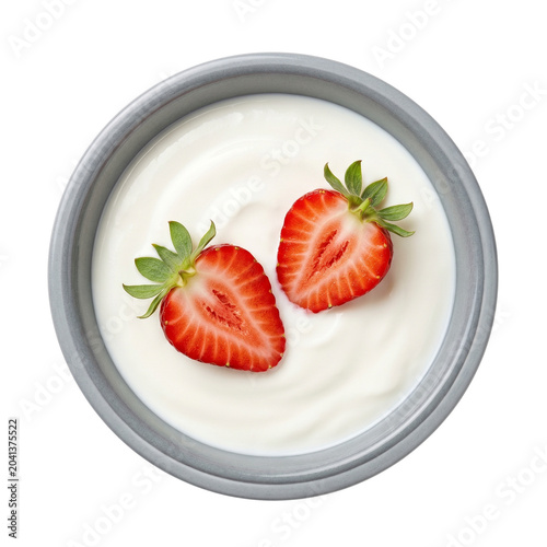 Fresh Strawberries on Creamy Yogurt Bowl - Healthy Breakfast Food
