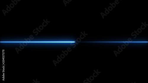 A single horizontal bright blue neon light line glows intensely against a completely black background creating a minimalist abstract futuristic visual with a subtle glow effect emanating from the