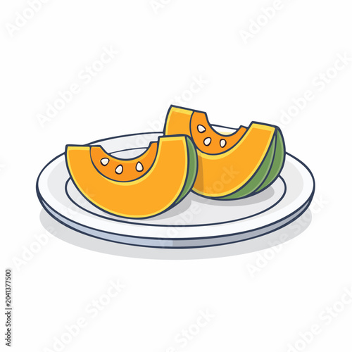 Two Slices of Cantaloupe on a Plate