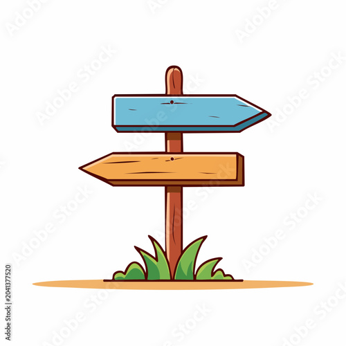 Wooden Signpost with Two Arrows
