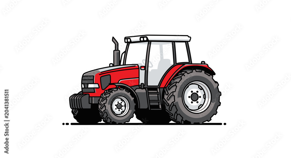 Naklejka premium Red tractor illustration on white background agricultural machinery