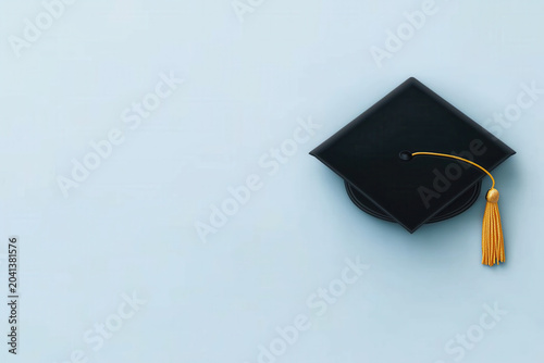 Minimal Graduation Cap Background with Elegant Copy Space
