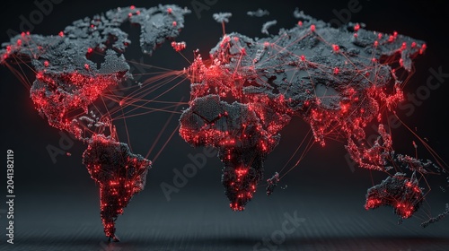 Dark futuristic world map showing fragmented digital ecosystems AI sovereignty concept