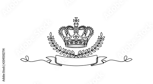 Foto Elegant Crown Emblem with Laurel Wreath and Banner - Royal Symbol Design