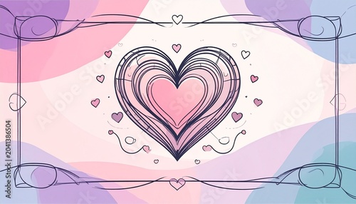 Heart, love, line art, decorative borders, wavy lines, heart shapes, illustration elements, graphic design resources
